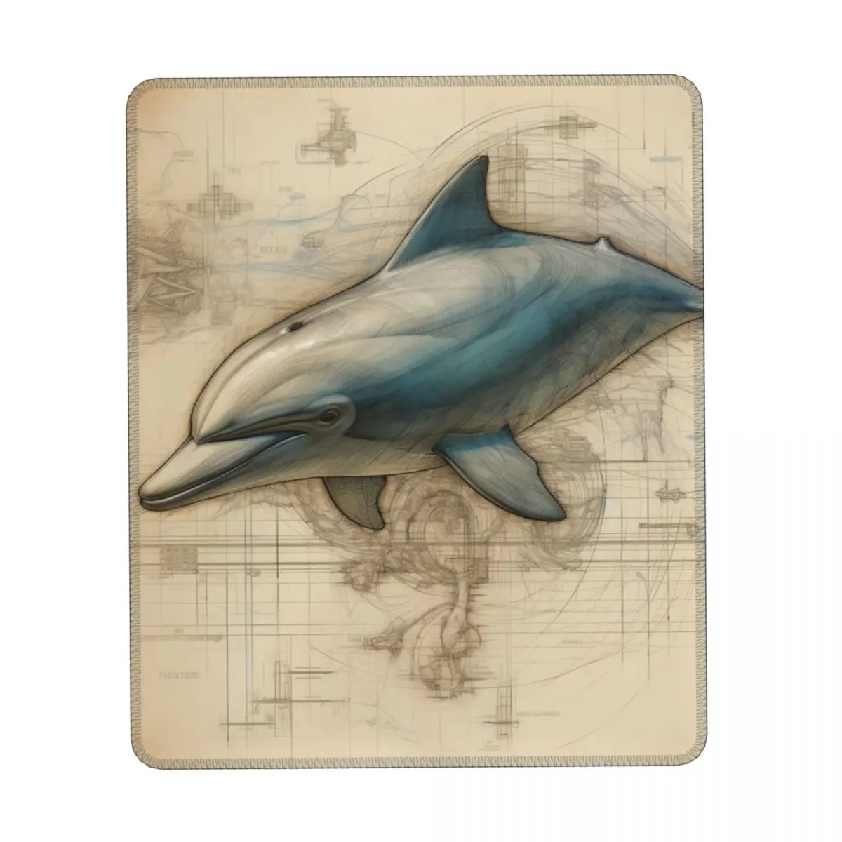 

Dolphin Vertical Print Mouse Pad Pencil Drawing Detailed Vintage Kawaii Mousepad Table Non Slip Rubber Mouse Pads