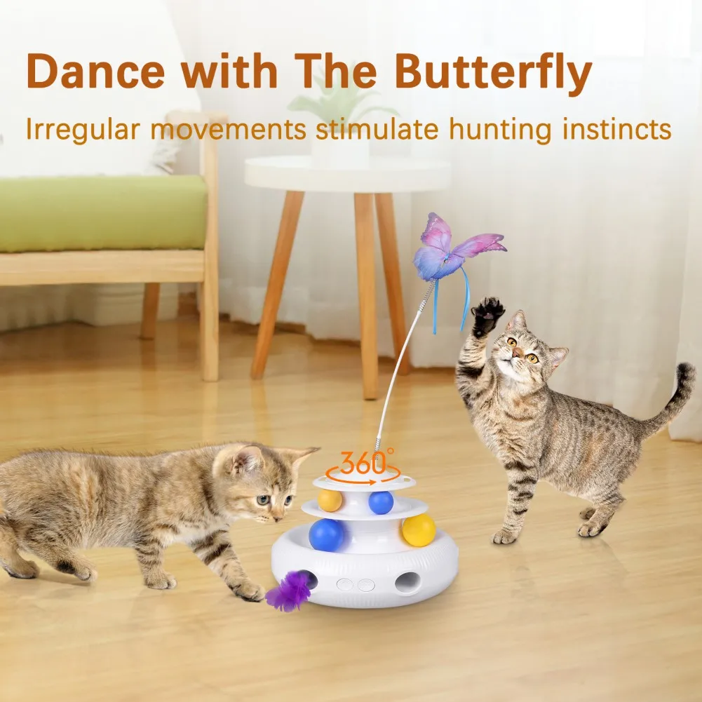 

Self Kitten Cats Toys Butterfly Butterfly Kitten Toy Interactive Automatic Indoor Playing Electric Toys Teaser Rotating For Cat