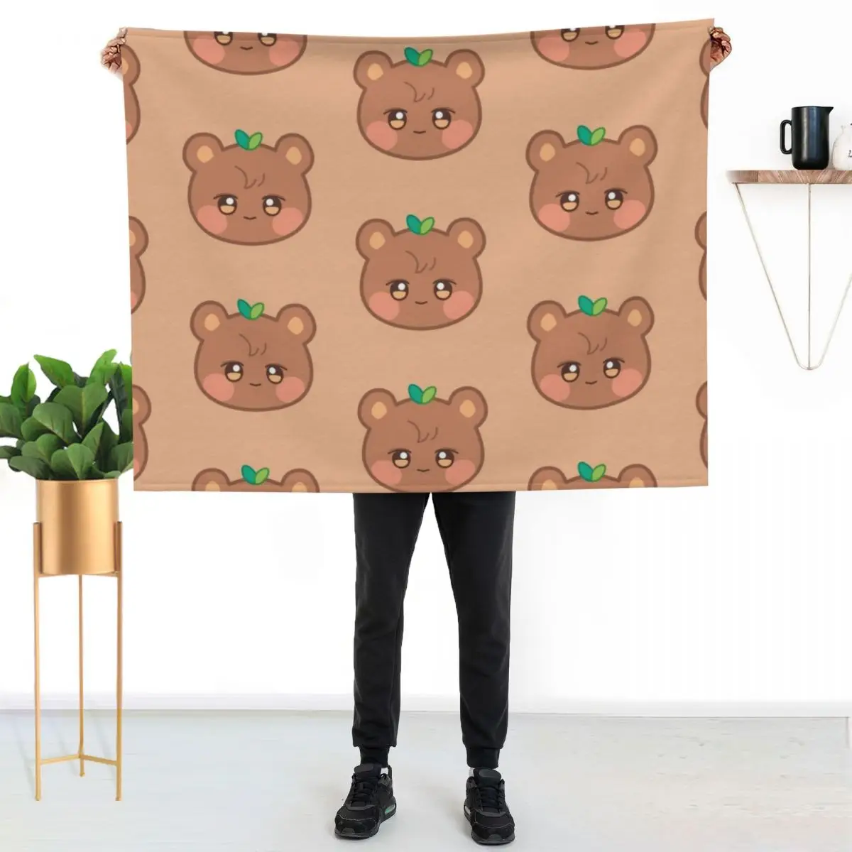 Фото Плед Ateez jongho aniteez jjongbear, мягкий теплый плед, подарок для дедушек и бабушек №2