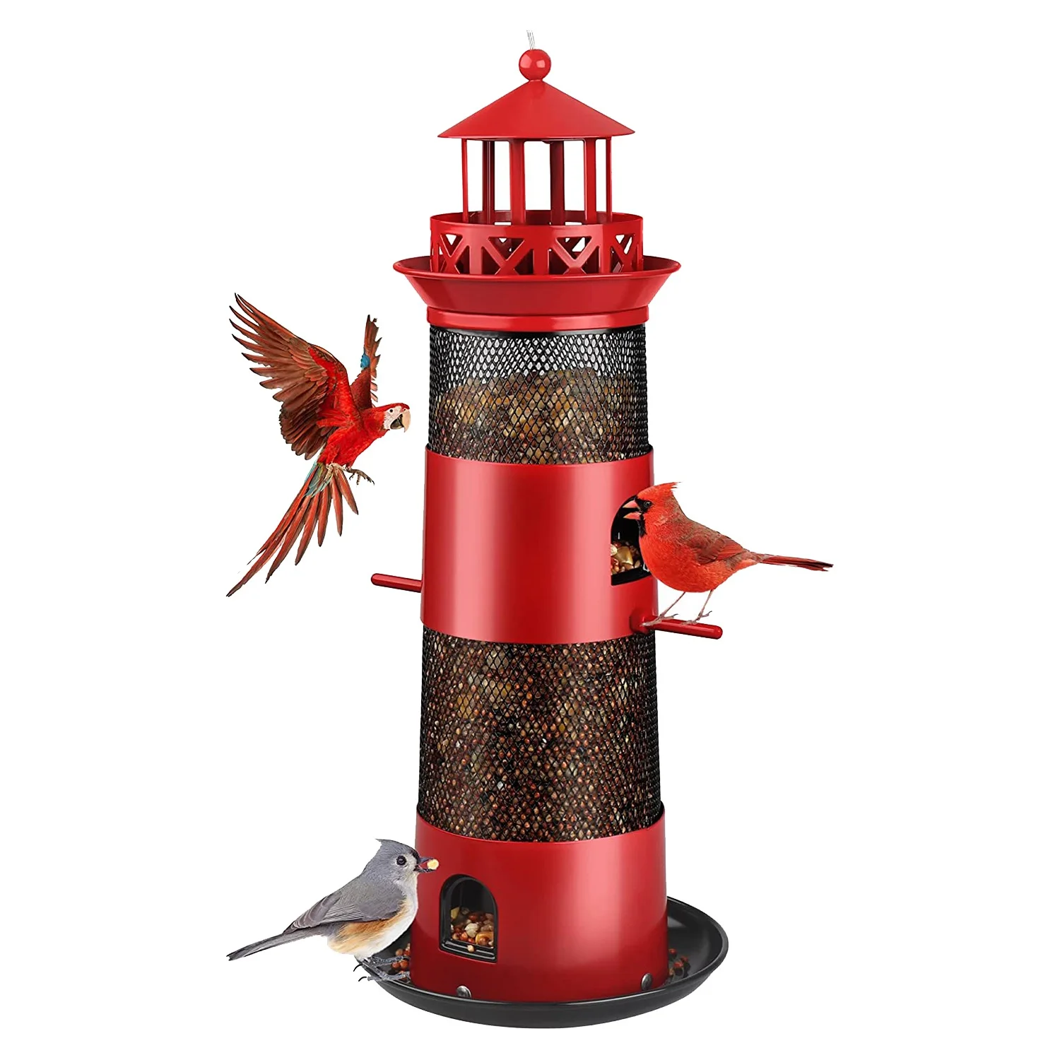 

Bird Feeders for Outdoors Hanging, Squirrel Proof Wild Bird Feeder for Outside, Metal Bird Seed Feeder for Birds Black