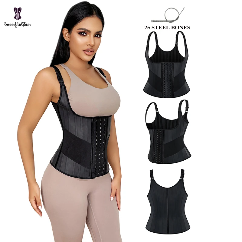 Black Sleeveless Bodysuit Adjustable Shoulder Strap Women's Bright Glossy Latex Corset Waist Trainer Vest Plus Size Xs-xxxxxxl