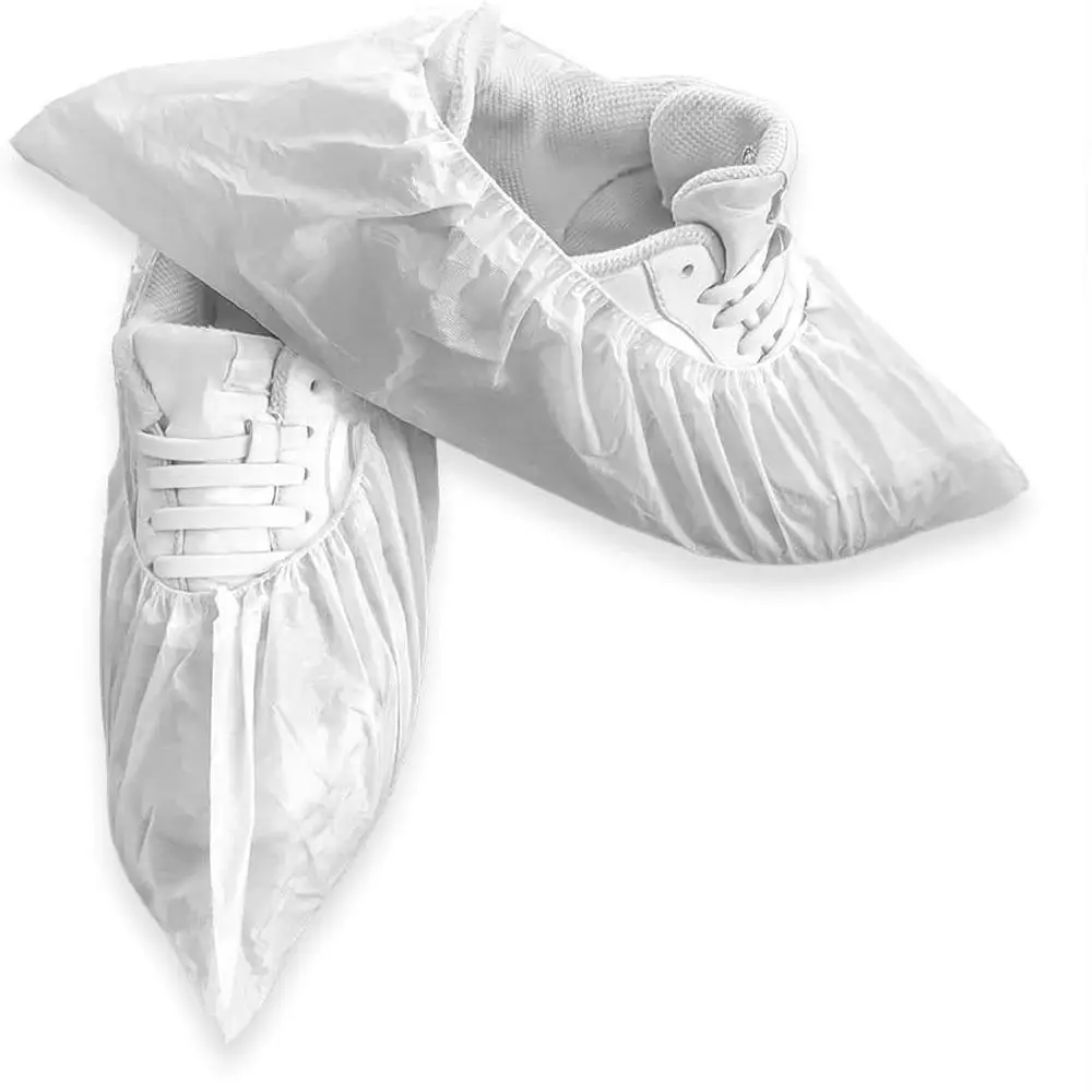 2 упаковки (200 шт.) белых одноразовых непромокаемых сапог из нетканого материала