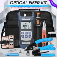 ftth fiber optic cold splicing kit set three port nomiller pliers aua x3 cutting knife red light pen optical power meter