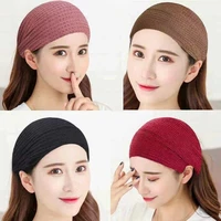 cotton wide stretch headbands twist turban solid knitted knotted hairband nonslip elastic folds hair accessories
