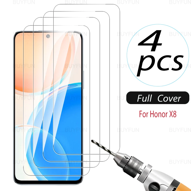 

Для Huawei Honor X8 6,7 дюймов 4 шт. HD защита для экрана закаленное стекло для Honor Honer Xonor X8 X 8 8 X зеркальная защитная стеклянная пленка