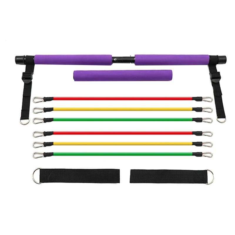 

Top!-Portable Squat Pilates Bar Kit,3-Section Pilates Bar,Full Body Fitness Home Gym Equipment For Men & Women