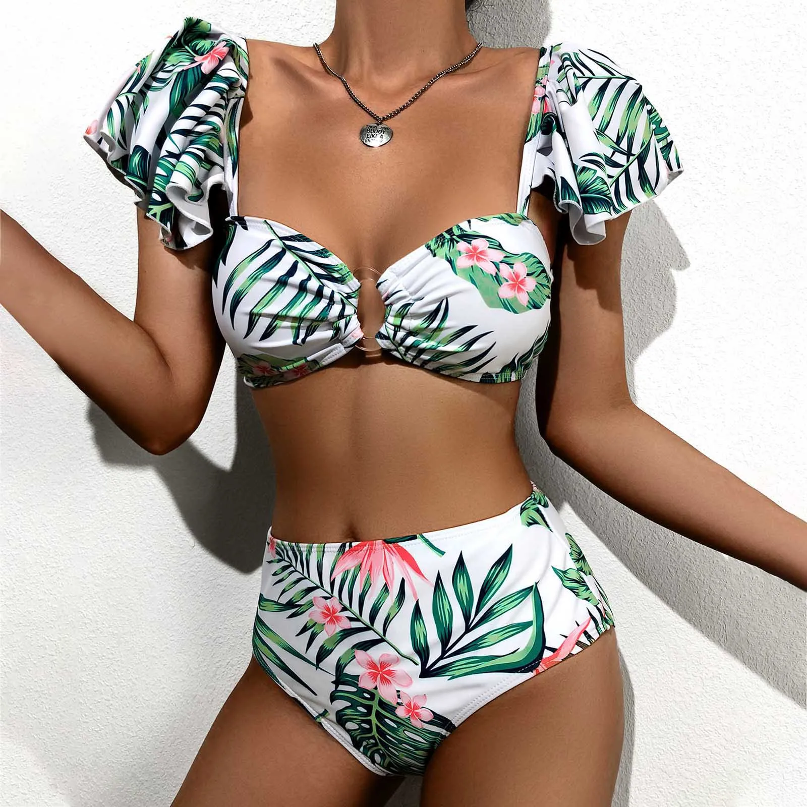

Women's Swimsuit Sexy Bikini Floral Print Set Swimsuit Two Piece Filled Swimwear Has A Chest Pad No Steel Support Beachwear