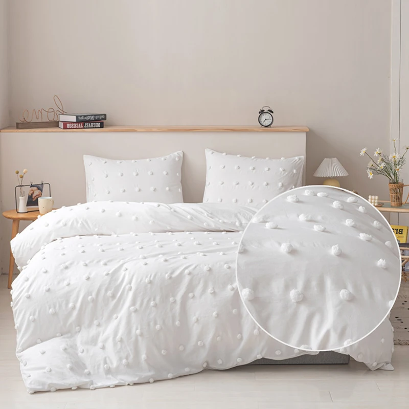 

Nordic Style Bedding Sets Solid Color Minimalist Quilt Cover Pillowcase Set No sheets Plush Flower Queen Double Bed Duvet Covers