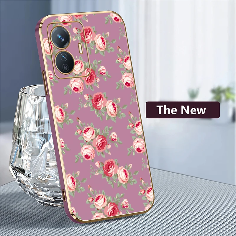 Фото Противоударный чехол для телефона Vivo T1 5G U10 U20 T1 Pro Z1X Z1i Z5i Z3 Z3X Z3i U3, силиконовый чехол с цветочным принтом и покрытием №4