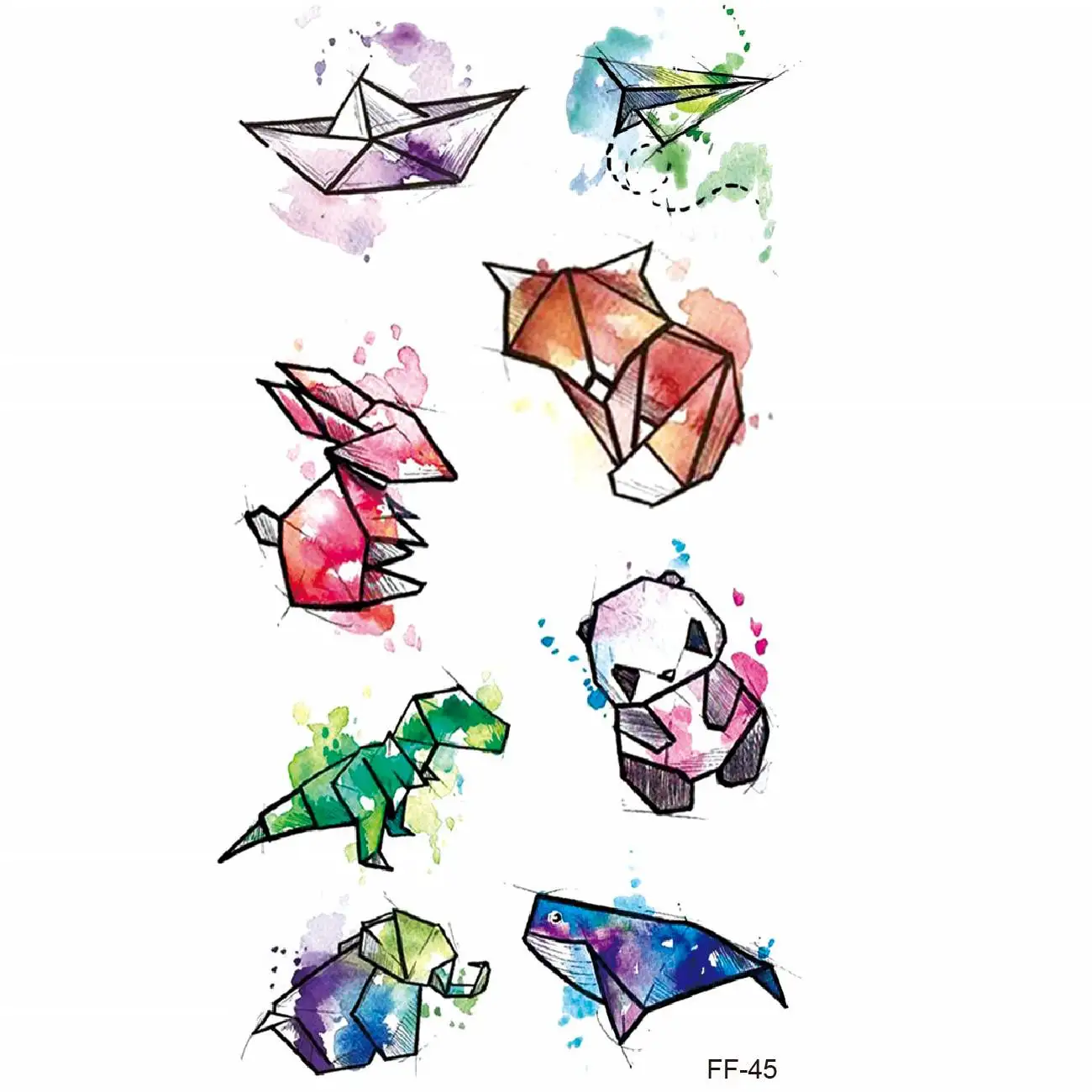 Водостойкие временные тату-наклейки 1 шт. панда ветер колокольчики грудь