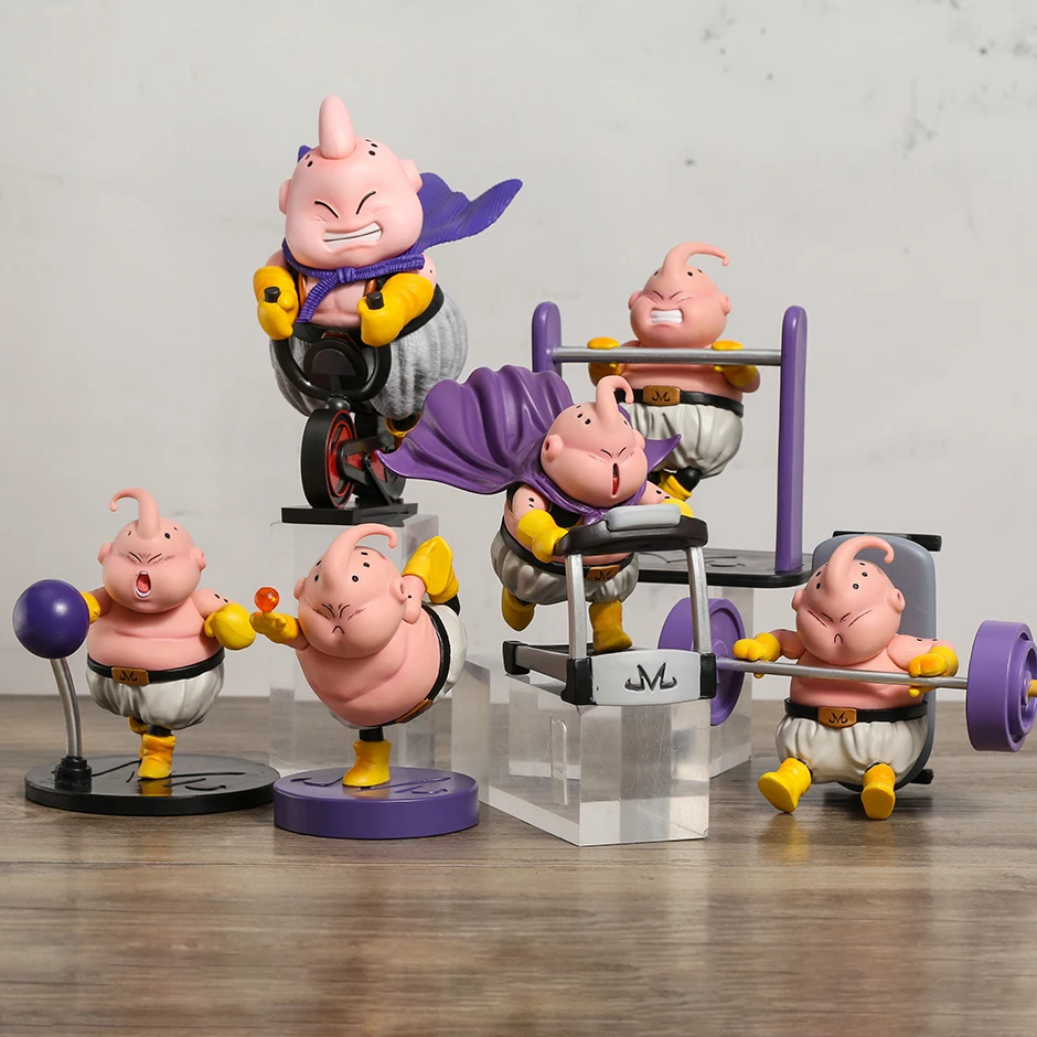 Dragon Ball Fitness Majin Buu Horizontal Bar Weightlifting Yoga Boxing Cycling PVC Figure Doll Collectible Model Figurine Toy