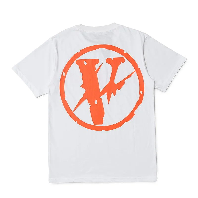 

Vlone Lightning Big V Male and Female Couple Short Sleeve Friends Bottoming Shirt T-shirt Tee