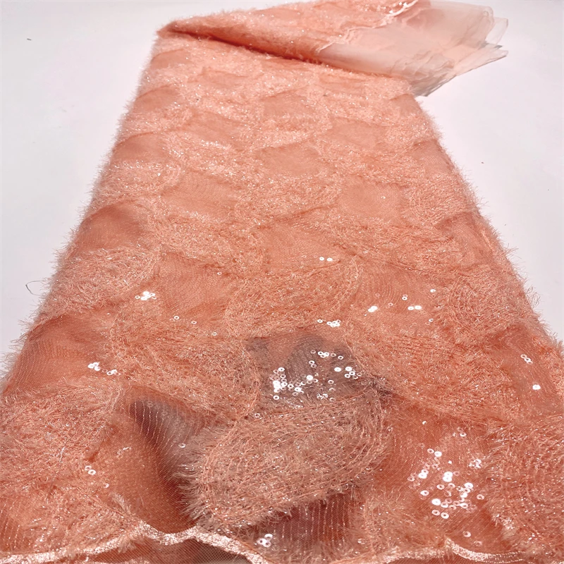 

​African Sequins Net Lace Fabric 2022 High Quality Nigerian French Tulle Lace Material For Sewing Party Dresses FJ-125