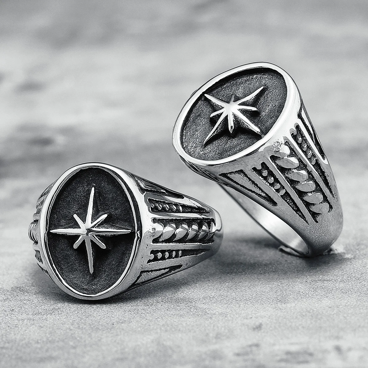 

316L Stainless Steel Rings North Star Shining Fashion Men Cool Ring for Friend Rider Biker Jewelry Unique Best Gift Wholesale