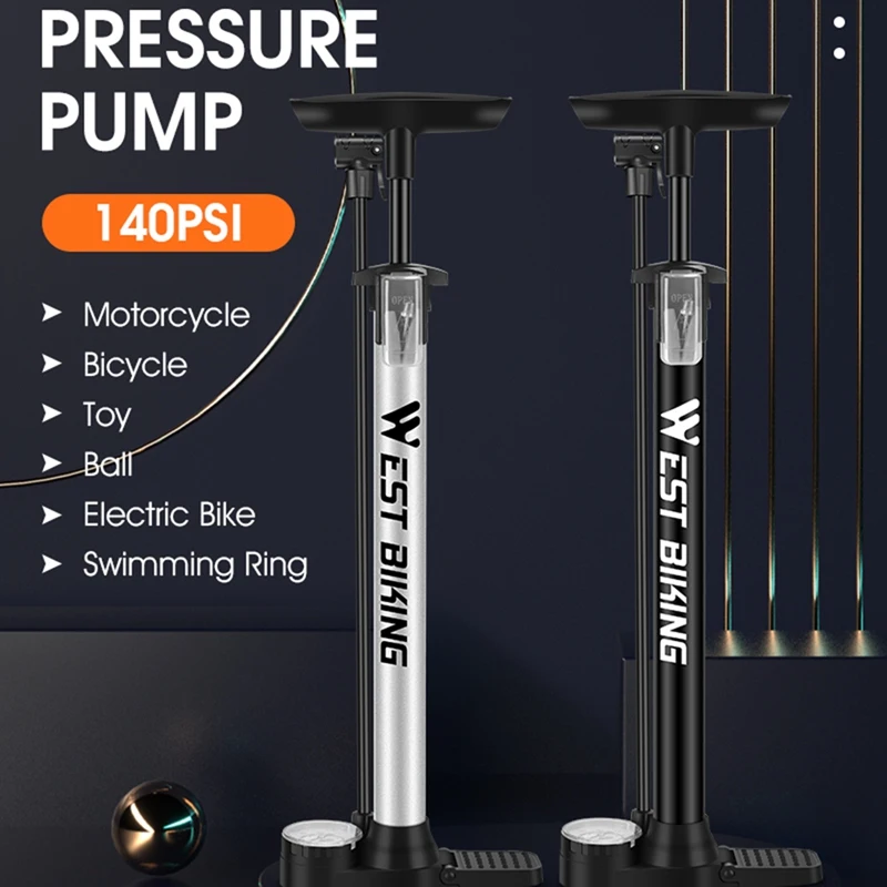 

WEST BIKING 1Set Bicycle Air Pump MTB Road Bike Schrader Presta Valve Ball Tire Inflator High Pressure ,Silver
