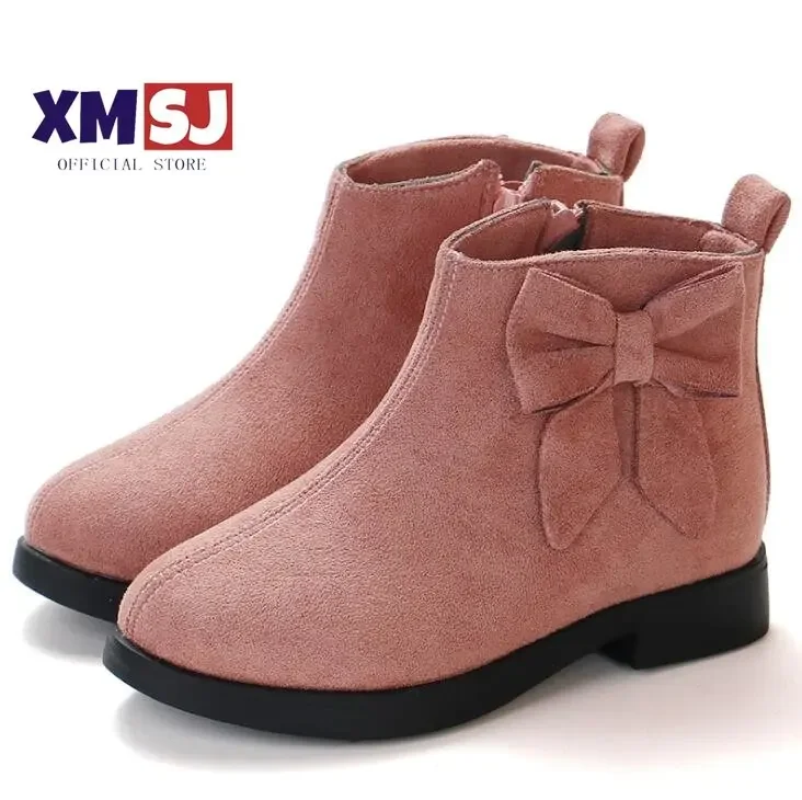 

2022 Girls Boots Leather Sport Shoes For Girls Children Warm Boots Fashion Soft Bottom Princess Snow Boots Kids Sneakers