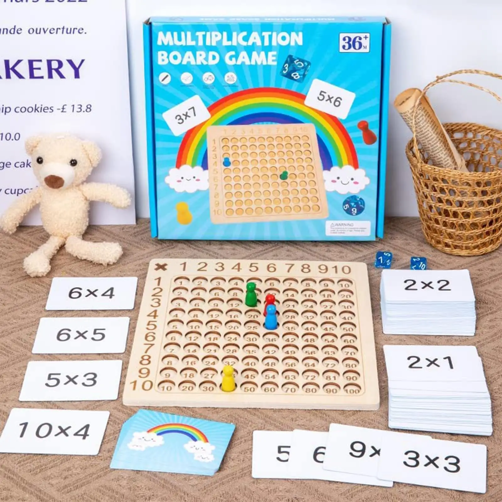 

Montessori Wooden Multiplication Board Game Children Counting Interactive Toys Hundred Thinking Educational Math Board Game U9n8