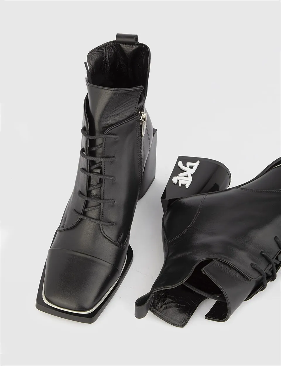 

ILVi-Genuine Leather Handmade Pisa Black Leather Women's Heeled Boot Women Shoes 2021 Fall/Winter