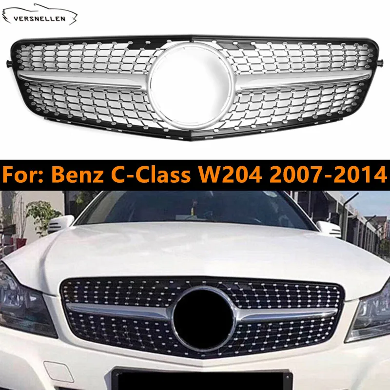 

Diamond Style Front Grill for Mercedes Benz C-Class W204 2007-2014 C180 C200 C300 C250 C350 Middle Racing Grille Replacement