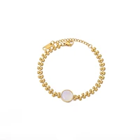 stainless steel women bracelets ear of wheat chain round zircon pendant bracelet for girl jewelry gift drop shipping wholesale