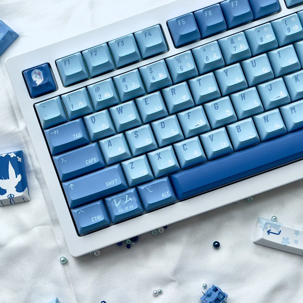 Клавиатура Механическая PBT Keycap Maid Pink Blue KCA Profile 140 61 64 68 75 84 87 96 98 104 - купить по