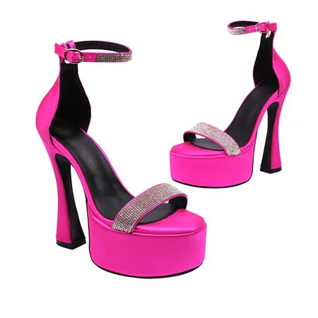 

Big size Oversize Large size sandals for women and ladies Thick soled fashionable one line sandals with super high heels wedding