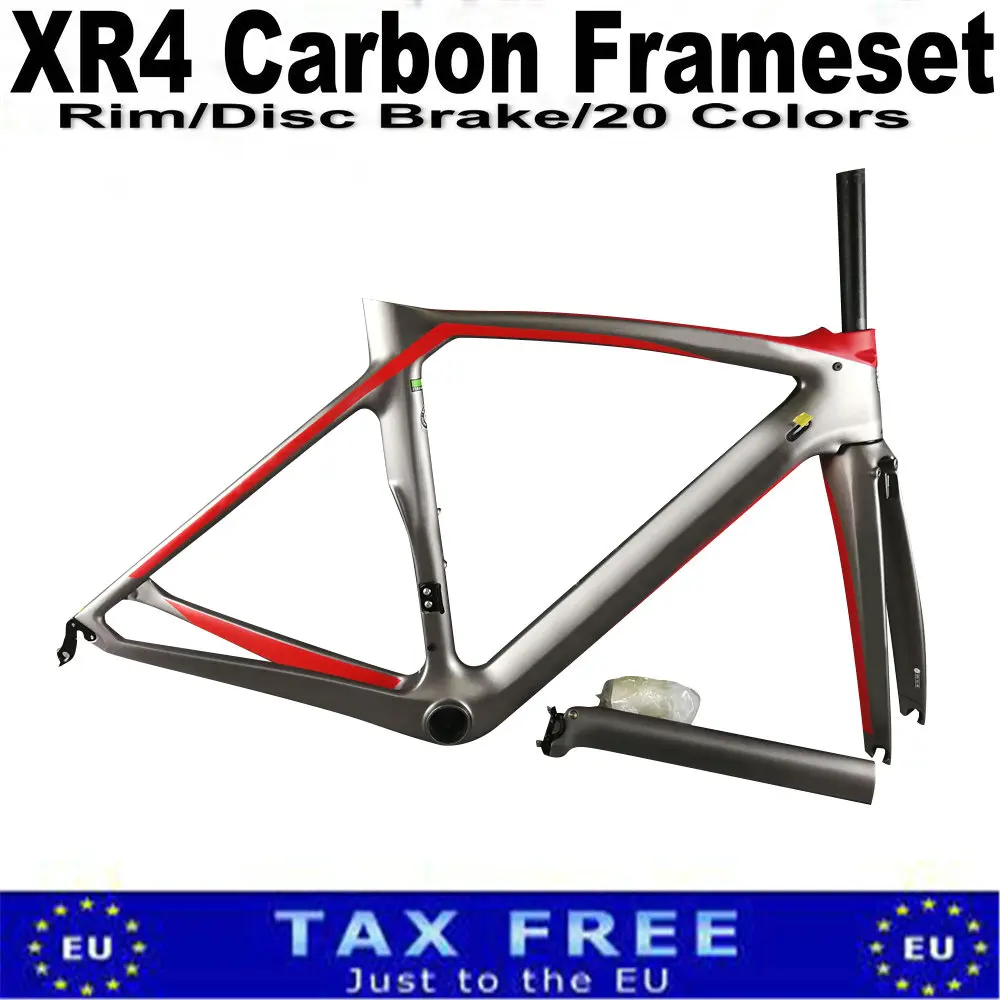 

T1000 XR4 Carbon Frame Road Cycling Bicycle Frameset Direct Mount Brake Sliver Red BB386