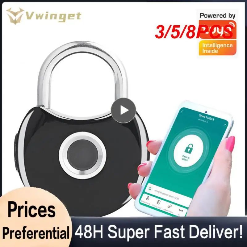 

3/5/8PCS Waterproof Biometric Padlock Wifi Electronic Lock Security Protection Usb Rechargeable Smart Home Rechargeable Tuya