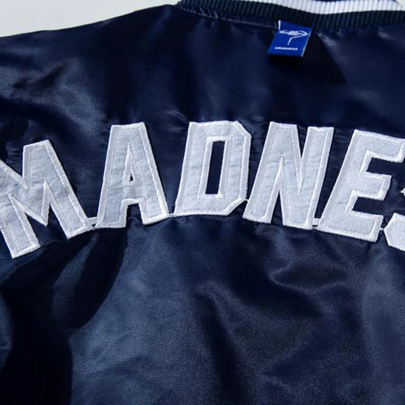 Фото Японский бренд Madness, одежда на хлопковой подкладке, зимняя теплая бейсбольная форма с вышивкой логотипа для тяжелой промышленности, первая MDNS, оригинальная бирка №3