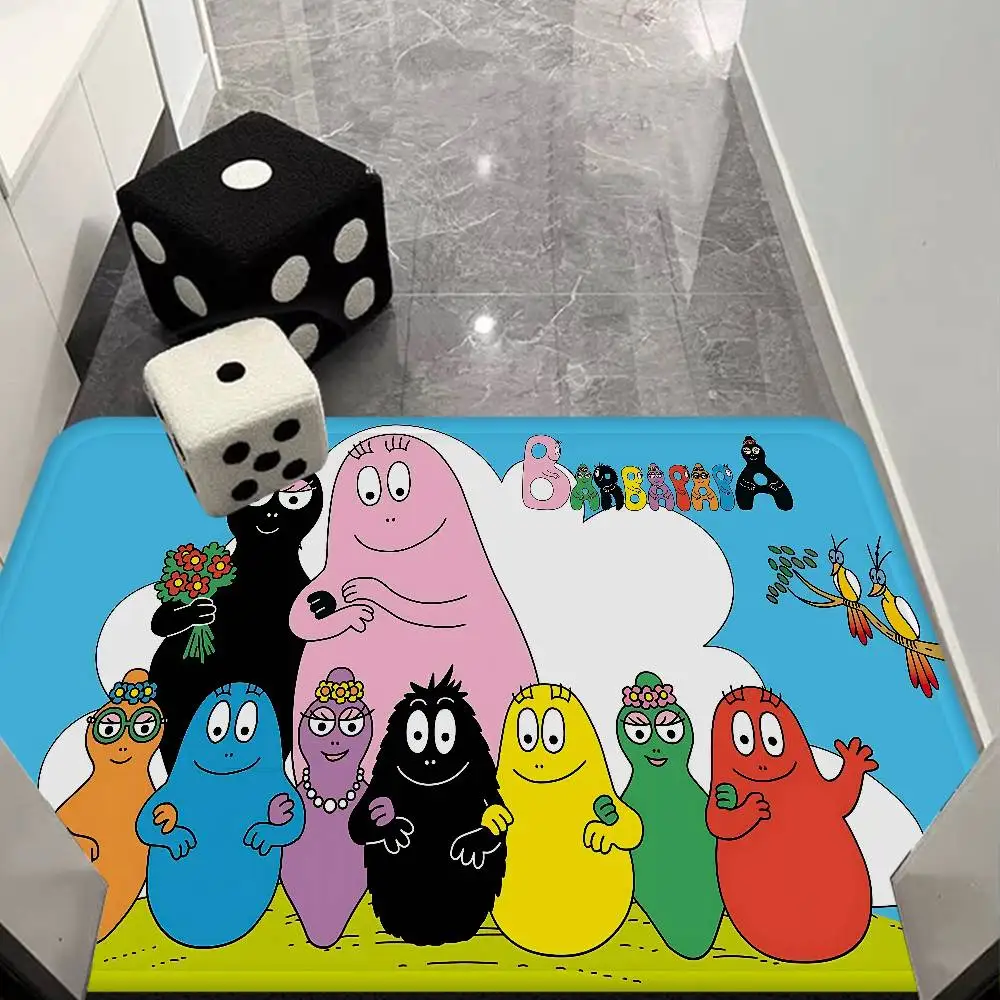 Милый мультяшный коврик Les Barbapapa для прихожей, моющийся, нескользящий, для гостиной, под диван, для кухни, придверный коврик, напольный коврик (art.: 3920db487140e) - 3920db487140e