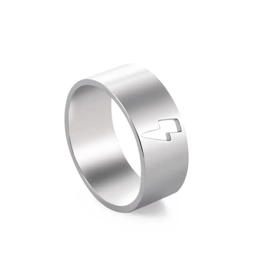 

My Shape Hollowed Lightning Rings for Men Women Stainless Steel Finger Ring Wrap Ring Fashion Party Jewelry Birthday Gifts