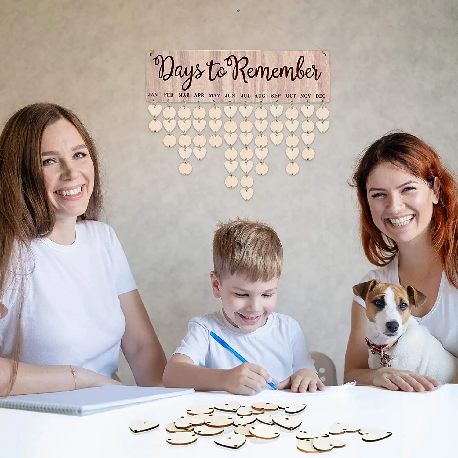 Деревянный календарь напоминание на день рождения настенный подвесной с бирками