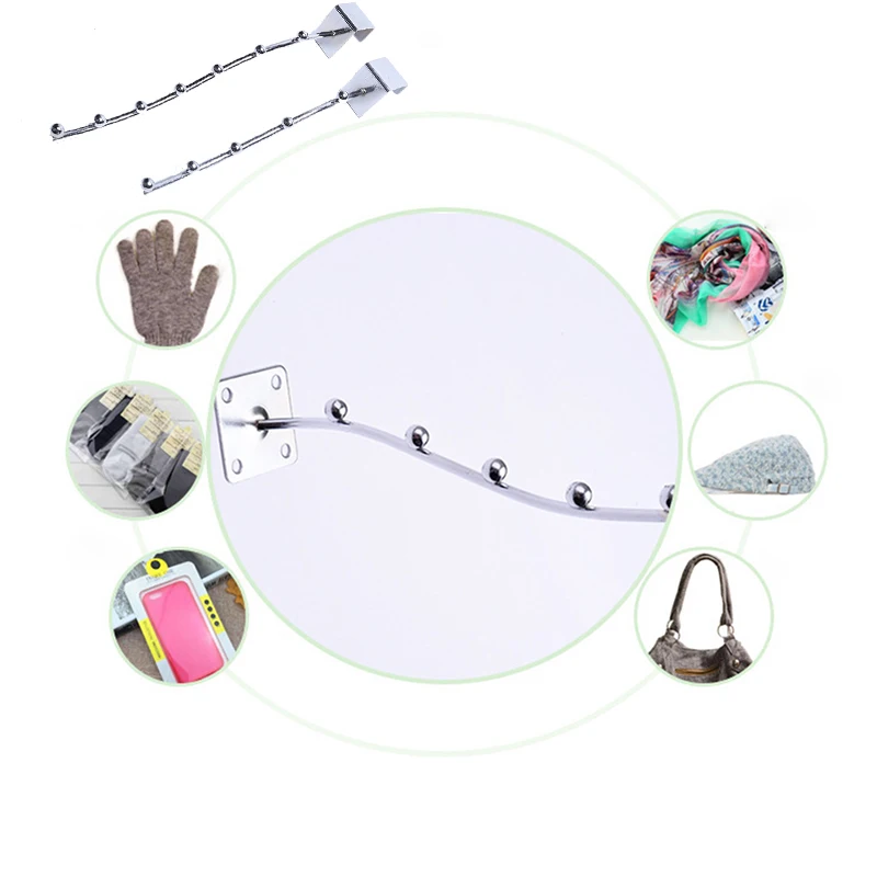 

5 Beads/7 Beads I Hook Hardware Clothing Underwear Hanging Strip Display Rack Shelf Hooks Square Tube Hook Furniture Accessories