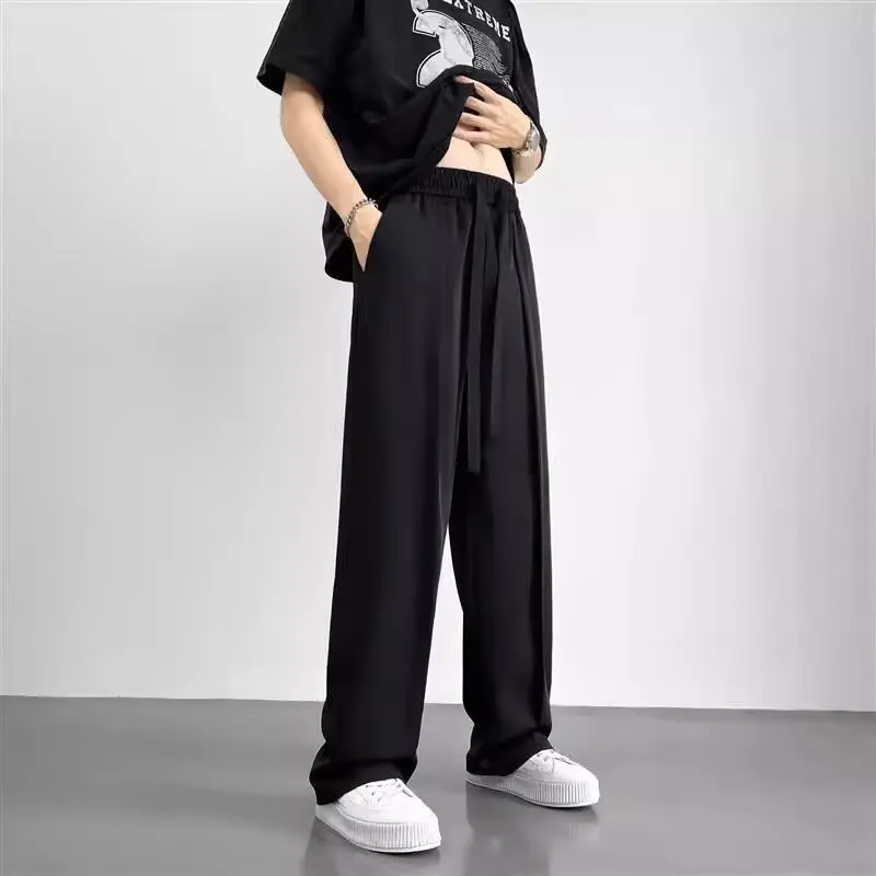 Брюки мужские прямые повседневные Модные свободные Костюмные штаны с широкими