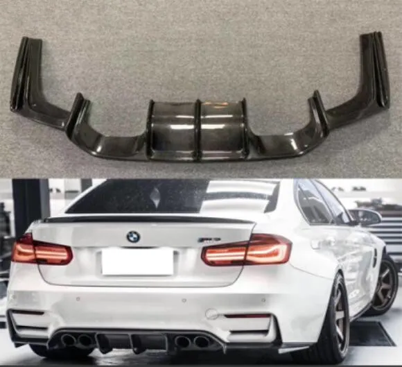 

V Style Real Carbon Fiber Car Rear Bumper Lip Spoiler Diffuser Cover For BMW F80 F82 F83 M3 M4 2014 2015 2016 2017 2018
