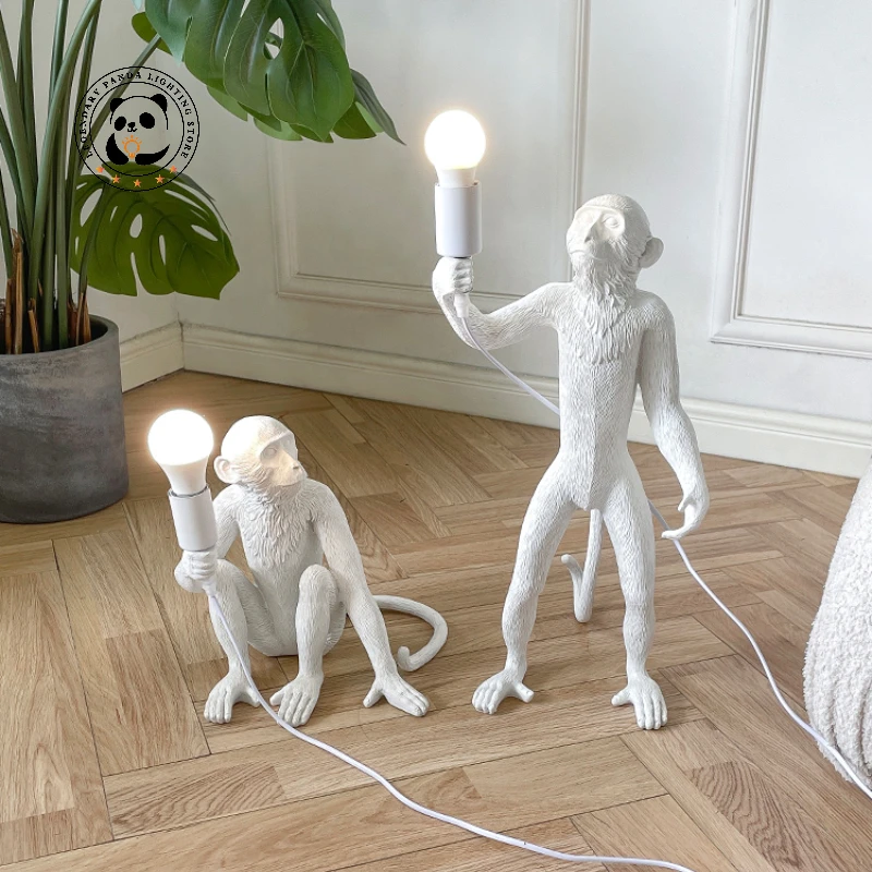 

Nordic Designer Floor Lamp Resin Monkey Light LED Home Decor Living Room Art Modern Minimalist Study Room Bedroom Bedside Lamp