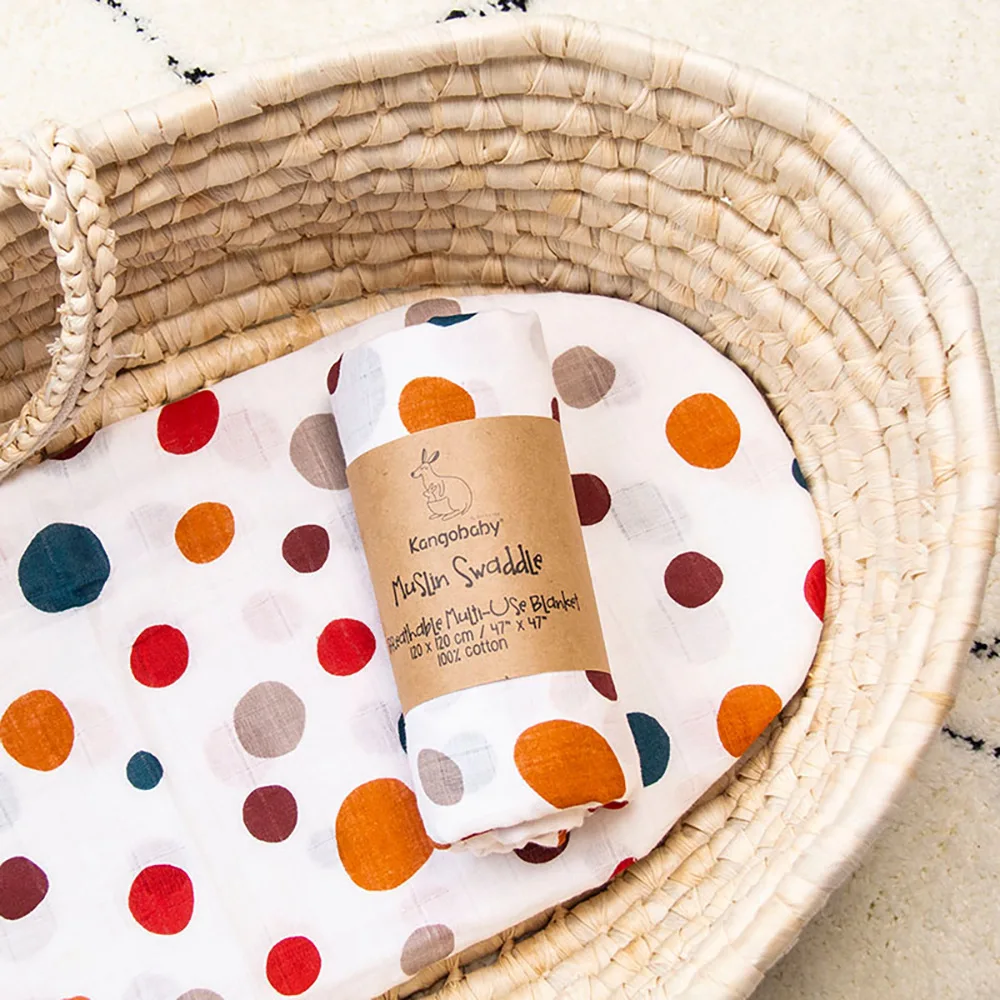 

Soft Muslin Cotton Baby Blanket Water Drop Printed Newborn Blankets Gauze Infant Wrap Sleepsack Stroller Cover