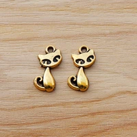 50 pieces antique gold cat animal charms pendants for diy bracelet necklace jewellery making accessories 17x8mm