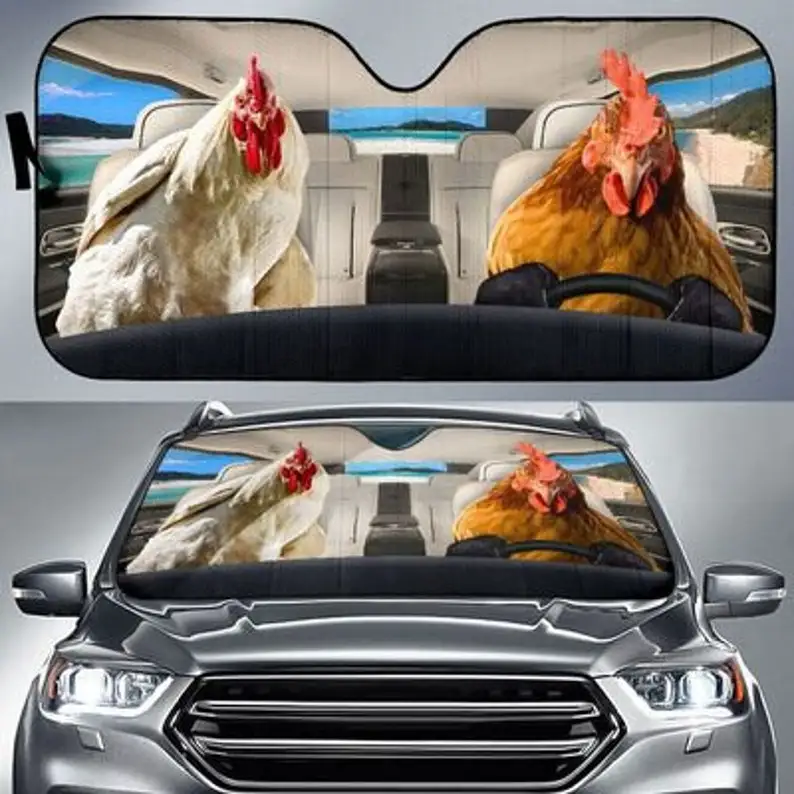 

Chicken Fast And Furious Auto Sun Shade Personalized Sunshade, Windshield Sunshade, Custom Animal Pattern Sunshade,