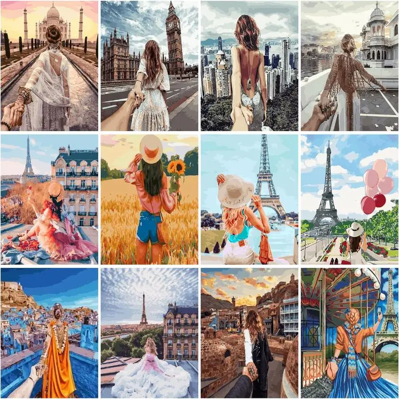 

CHENISTORY Painting By Numbers With Frame Romantic Picture Diy Crafts Modern Wall Art Picture Handworks For Home Decors 60x75cm