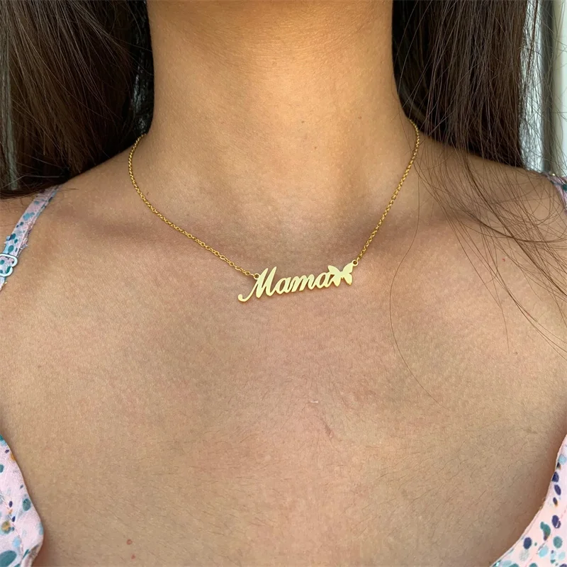 Orazio Stainless Steel Custom Name Necklace For Women 14k Gold Personalized Letter Pendant Choker Couple Jewelry Dropshipping