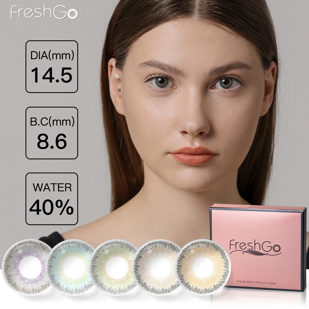 

FreshGo Colored Contacts 14.5mm Color Contact Lenses Large Diameter Enlarge Bright Cosmetic Lenses Make Up For Eye