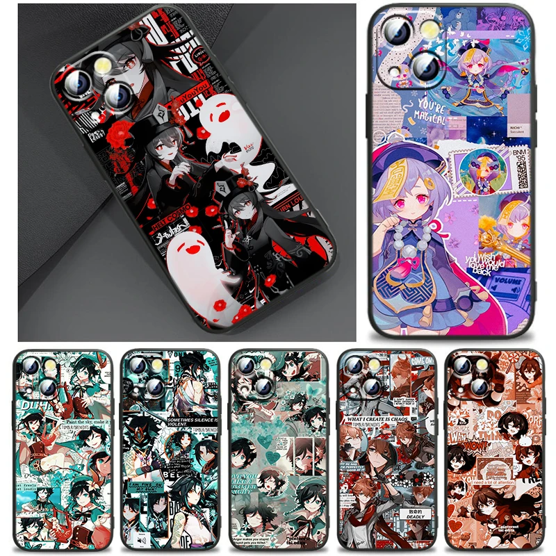

Genshin Impact Anime Phone Case For Apple iPhone 14 13 12 11 SE XS XR X 7 8 6 mini Plus Pro MAX 2020 Black Fundas