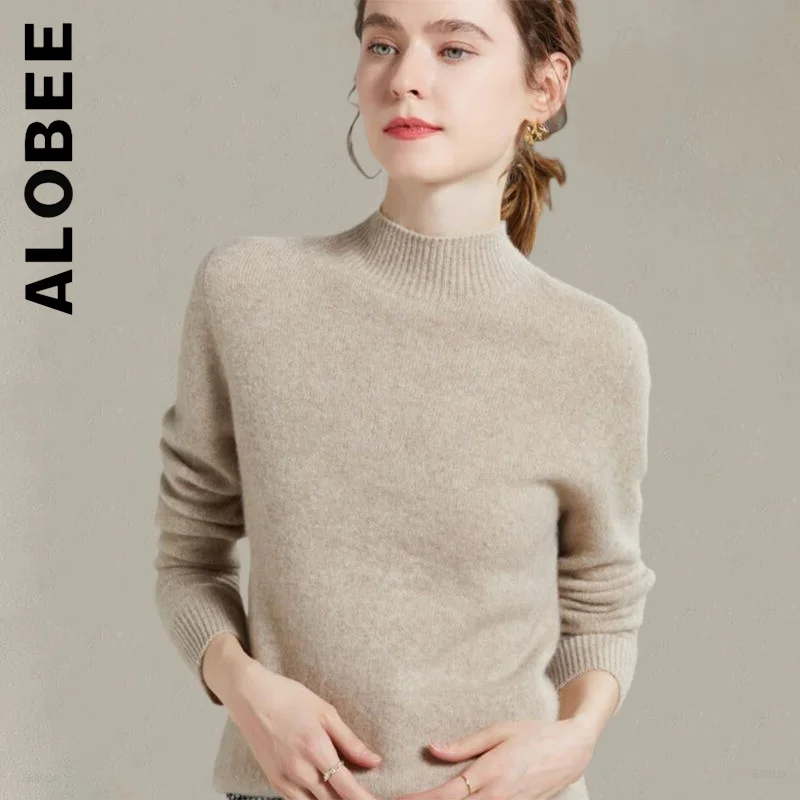 

Женский свитер Alobee, вязаный новый свитер в уличном стиле, милые свитера, Женский Теплый свободный базовый свитер с круглым вырезом для девуш...