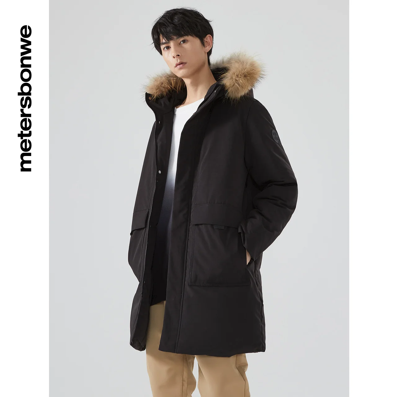Metersbonwe Hooded Parker Down Jacket Women Thick Winter Coat Female Long 90Down Coat Fashion Outerwear Warm Jacket Raccoon Brim