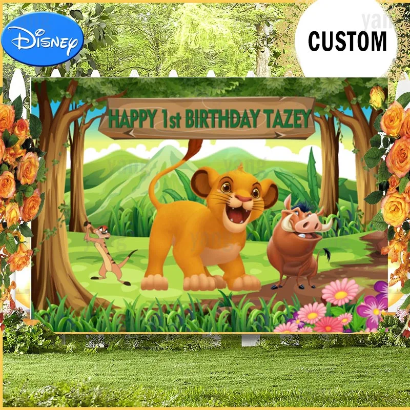 

Disney Jungle Forest Lion King Simba Cartoon Kids Birthday Party Backdrops Custom Newborn 1st Year Baby Shower Backgrounds