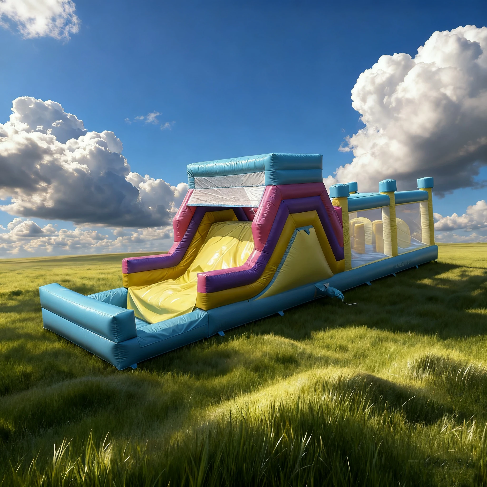Фото Любимый детьми надувной замок для игр в помещении и на улице: игровой комплекс с горкой и батутом, в комплекте с воздуходувкой №2
