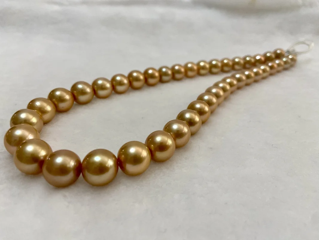 

UMQ Genuine 10-12mm Natural Seawater Golden Color Pearl Necklace for Women Natural Golden Luster Luxury Fine Jewelry