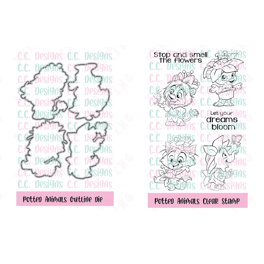 

New Potted Animals Metal Cutting Dies Stamps Scrapbook Decoration Embossing Template 2023 Diy Greeting Card Handmade Craft Molds
