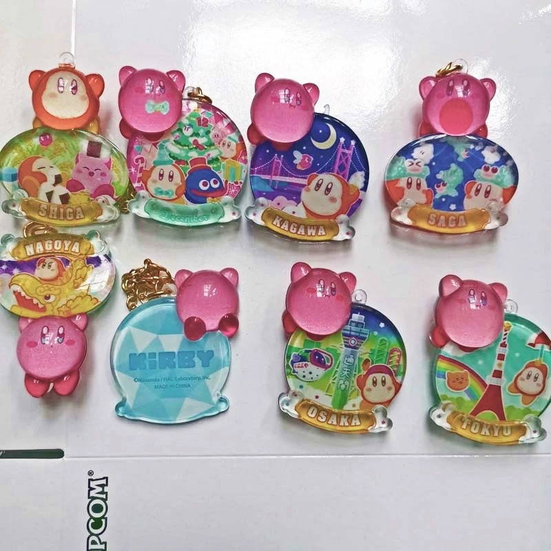 

Japanese Genuine Kawaii Kirbys Anime Figurine Acrylic Keychain Bag Car Pendant Cute Animals Toys for Boy Girl Model Dolls